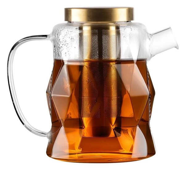 Teiera dorata in vetro con filtro 1,3 l Geo – Vialli Design