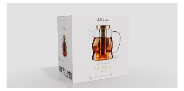 Teiera dorata in vetro con filtro 1,3 l Geo – Vialli Design