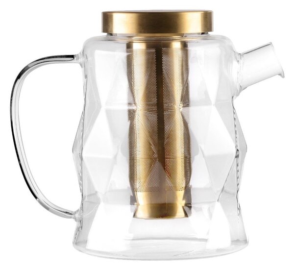 Teiera dorata in vetro con filtro 1,3 l Geo – Vialli Design