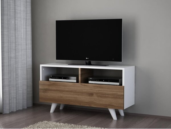 Tavolo TV NOVELLA 50,6x90 cm bianco/marrone