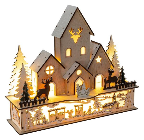 Decorazione natalizia LED LED/2xAA legno villaggio