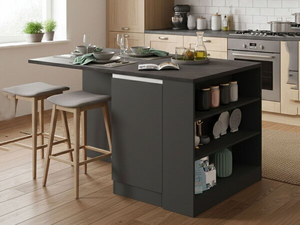 Isola cucina grande multifunzione 160x90x90h cm antracite e ardesia - Abern