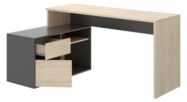 Scrivania angolare rovere e antracite 139x92cm con 1 cassetto - Andor