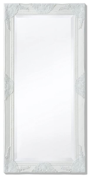 Specchio da Parete Stile Barocco 100x50 cm Bianco