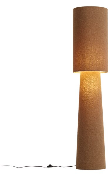 Lampada da terra Japandi marrone in tessuto teddy a 2 luci - Trombet