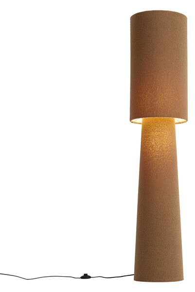 Lampada da terra Japandi marrone in tessuto teddy a 2 luci - Trombet