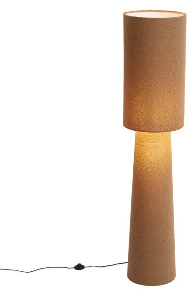 Lampada da terra Japandi marrone in tessuto teddy a 2 luci - Trombet