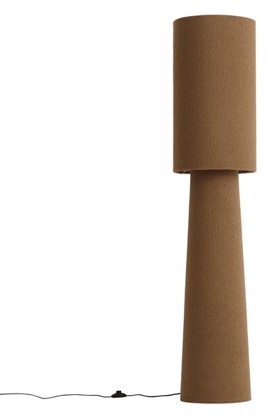Lampada da terra Japandi marrone in tessuto teddy a 2 luci - Trombet