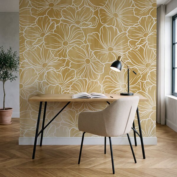 Carta da parati Motivo di fiori bianchi, Carta da parati Floreale, Carta da parati popolare, t01098 - Tapeko.it
