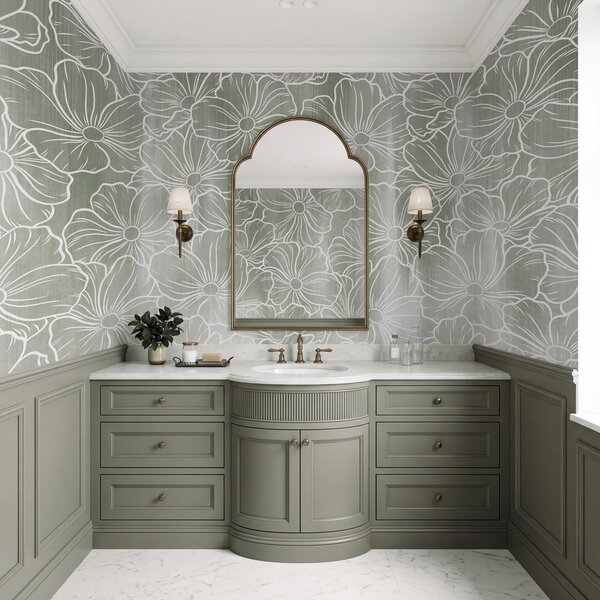Carta da parati Motivo floreale su sfondo grigio, Carta da parati Floreale, Carta da parati popolare, t01098v1 - Tapeko.it