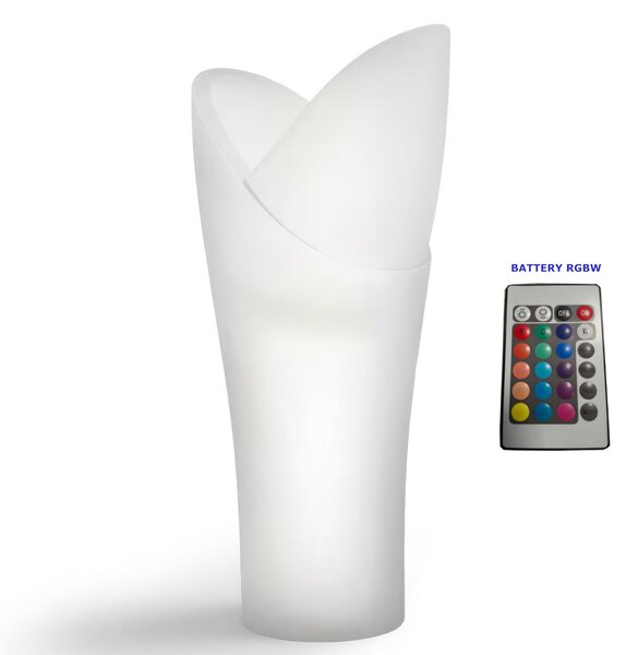 Vaso a colonna per piante Fiorite a cascata ASSIA con luce Dimensioni 56x40x h 119 cm - Peso 6 Kg, Stile vivace e moderno LED OUTDOOR BATTERY RGBW con cavotrasparente