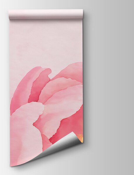 Carta da parati Fiori rosa con una farfalla, Carta da parati Farfalle, Carta da parati popolare, t01101 - Tapeko.it