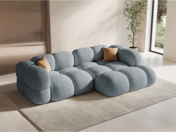 Divano angolare azzurro (con penisola a destra/con chaise lounge) Loretto – Cosmopolitan Design