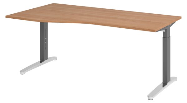 Scrivania bümö Serie XB - Decorazione: noce, dimensioni: 180 x 100 cm, struttura: grafite/alluminio lucido