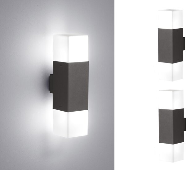 Luci a LED da parete per esterni antracite SET di 2 luci da esterno illuminazione patio casa parete