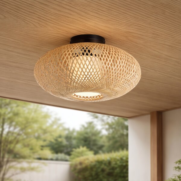 Plafoniera Japandi in bambù 42cm IP44 - Moana