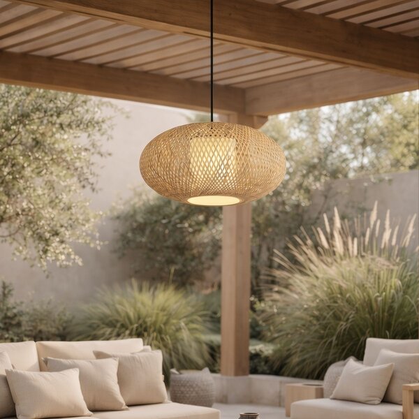 Lampada a sospensione Japandi in bambù 50cm IP44 - Moana
