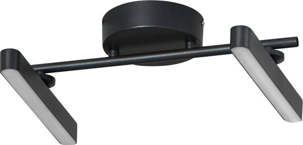 Lindby Plafoniera LED Eldrin, 2 luci, nero, striscia luminosa