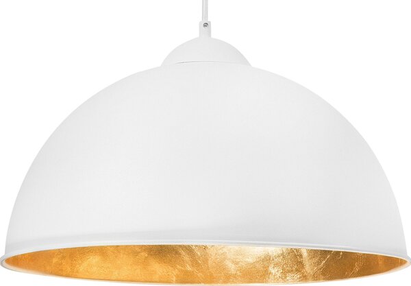 BELIANI Lampada a sospensione emisfero in metallo bianco e oro dal look industriale per soggiorno, camera da letto e sala da pranzo