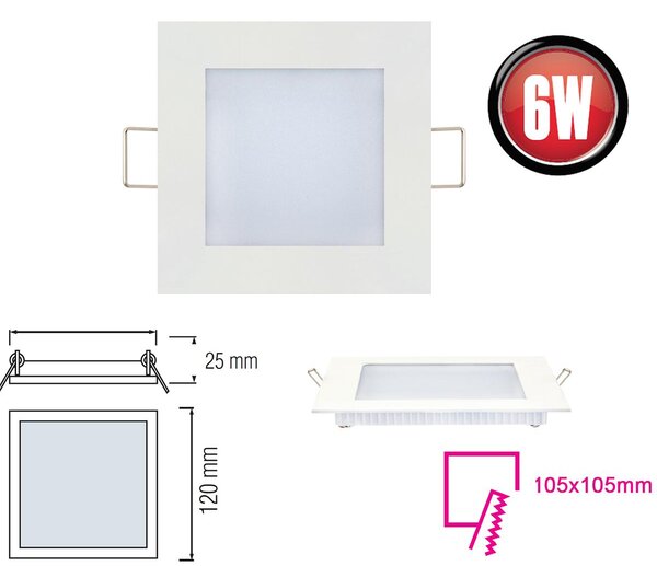 Pannello LED angolare da 6w da incasso luce spot da soffitto pannello piatto sottile quadrato 12x12 cm bianco caldo