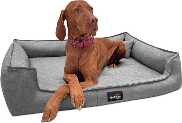 Tierlando® Letto ortopedico per cani GUSTAV SCANDI CHIC Divano per cani di taglia grande XL - Dimensioni: 130x100cm | Colore: 06 Grigio