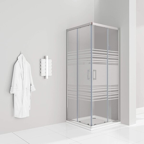Cabina doccia i-flair ad ante scorrevoli 70x80x185 cm in vetro di sicurezza 6 mm parzialmente satinato - DK77