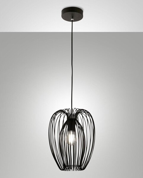 Lampada a Sospensione Nera Fabas Collezione CAMP con Altezza Regolabile e Design Moderno