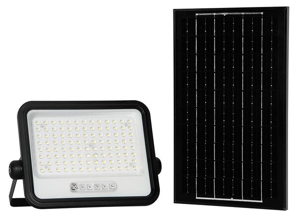 Proiettore solare 200 W, 3000 lumen, IP65, per esterni, nero, V-TAC VT-204W