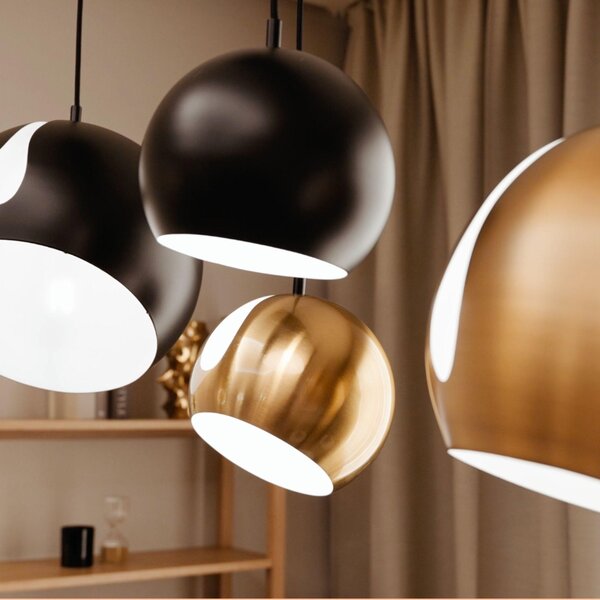 S.luce Ball lampada a sospensione a 3 luci con binario a soffitto lampada a sospensione cavo bianco in nero rotondo