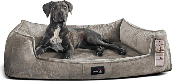 Tierlando® Lettino ortopedico per cani FRANKLIN Tessuto di peluche - Divano per cani - Dimensioni: 110x90cm | Colore: 02 Grafite