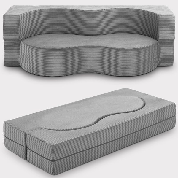 Beautissu Divano letto Leova 200x90x30 cm Grigio scuro