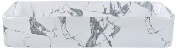 BELIANI Lavabo da bagno da appoggio in Vetroceramica bianca effetto marmo 62 x 35 cm rettangolare in stile moderno