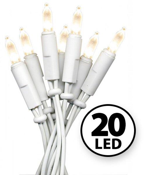 Catena luminosa LED mini bianco caldo per interni 20 pezzi