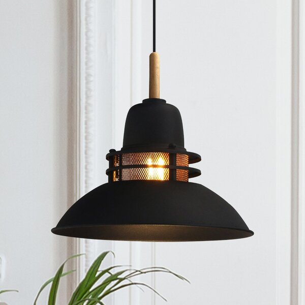 Lanterna a sospensione Ø34 cm legno-metallo E27 Moderna Senza lampadina