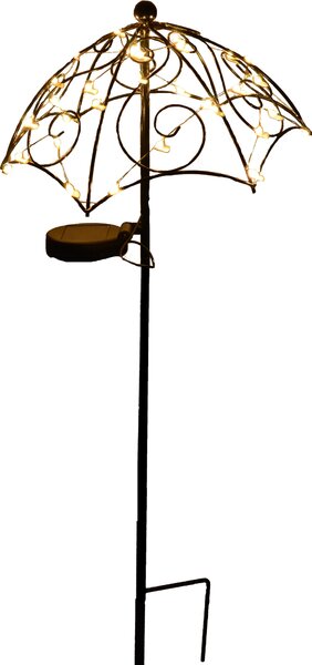 Asta solare a LED "Rain" ombrellone in metallo nero 100x26cm luce solare 1029