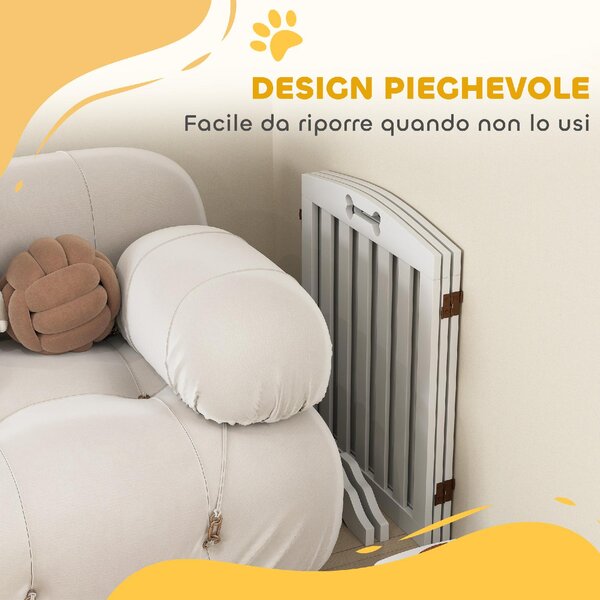 AllMyPets Cancelletto per Cani Pieghevole a 3 Pannelli con 2 Supporti, in Legno 155x30x61 cm colore Bianco - R360WT