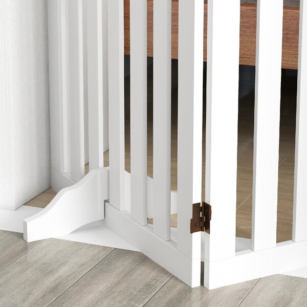 AllMyPets Cancelletto per Cani Pieghevole a 3 Pannelli con 2 Supporti, in Legno 155x30x61 cm colore Bianco - R360WT