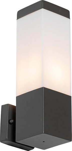 Moderna lampada da esterno grigio scuro con vetro opalino Malios