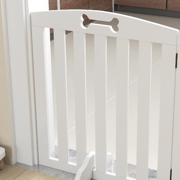 AllMyPets Cancelletto per Cani Pieghevole a 3 Pannelli con 2 Supporti, in Legno 155x30x61 cm colore Bianco - R360WT