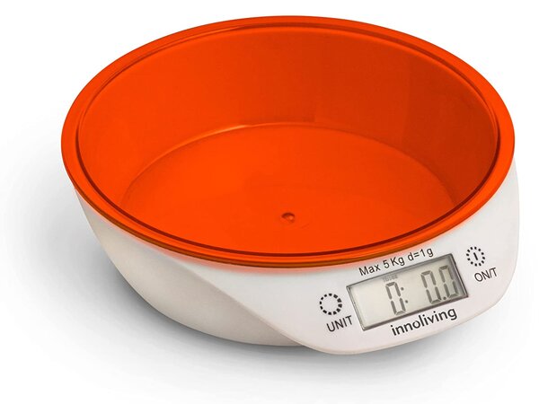 INNOLIVING Bilancia da cucina con ciotola peso massimo 5 Kg colore Arancio INN133O