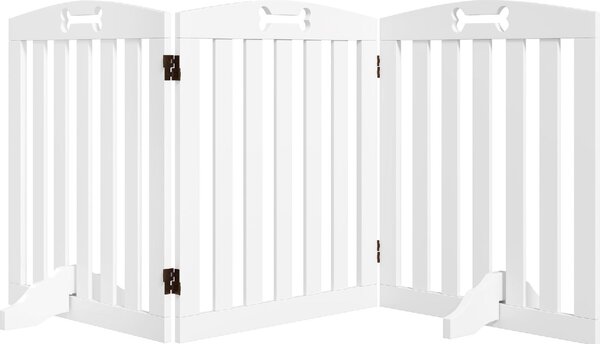AllMyPets Cancelletto per Cani Pieghevole a 3 Pannelli con 2 Supporti, in Legno 155x30x61 cm colore Bianco - R360WT