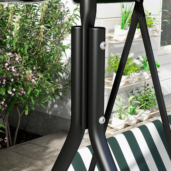 VivaGarden Dondolo da Giardino 3 Posti con Tettuccio Parasole in Acciaio/Poliestere Dimensioni 172x110x153 cm colore Verde