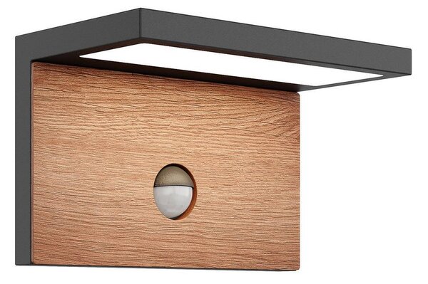 Lucande Lignus Applique da esterno a LED, rilevatore di movimento