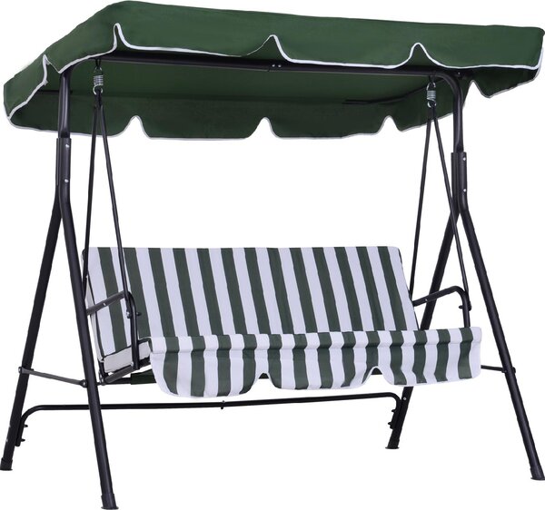 VivaGarden Dondolo da Giardino 3 Posti con Tettuccio Parasole in Acciaio/Poliestere Dimensioni 172x110x153 cm colore Verde