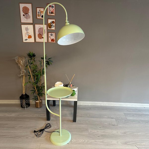 Lampada da terra moderna in metallo con E27, verde menta Paralume regolabile