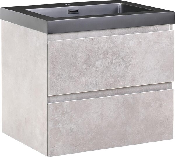 BELIANI Mobile bagno a muro con lavabo grigio MDF 60 x 46 cm con 2 cassetti portaoggetti bagno stile moderno