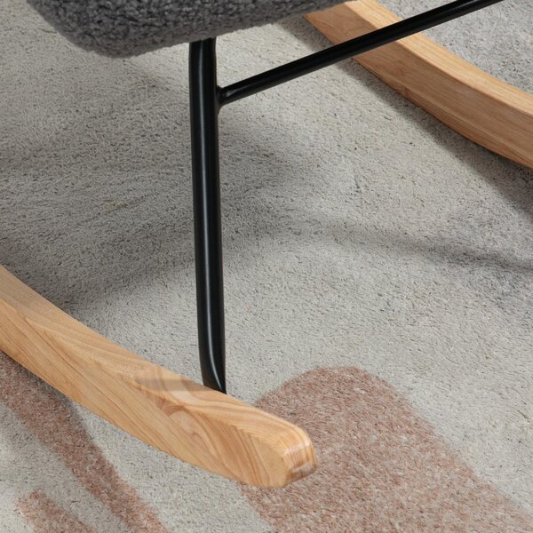 DecHome Poltrona a Dondolo Stile Scandinavo in Tessuto Dimensioni 71x98x101 colore Grigio Scuro