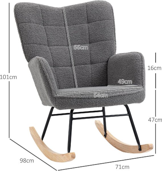 DecHome Poltrona a Dondolo Stile Scandinavo in Tessuto Dimensioni 71x98x101 colore Grigio Scuro