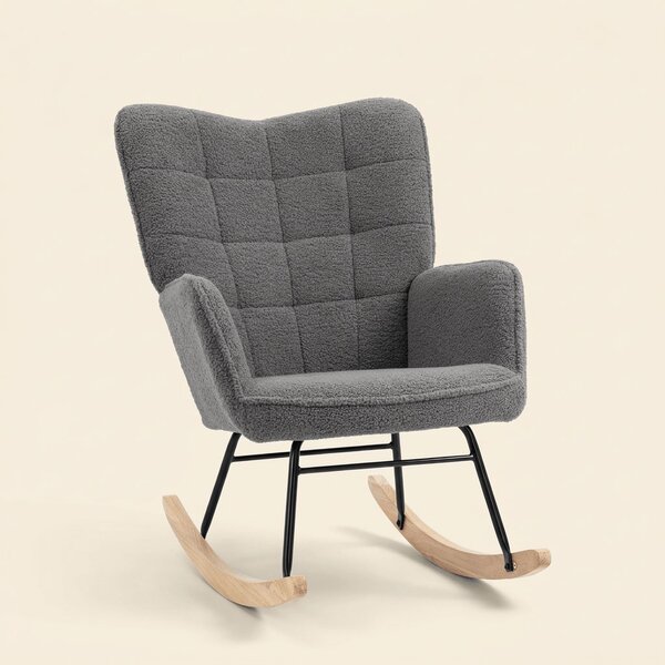 DecHome Poltrona a Dondolo Stile Scandinavo in Tessuto Dimensioni 71x98x101 colore Grigio Scuro