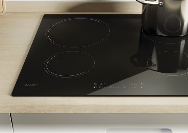 Candy Piano Cottura Elettrico 4 Fuochi in Vetroceramica 60 cm colore Nero - CH64CCB/4U2